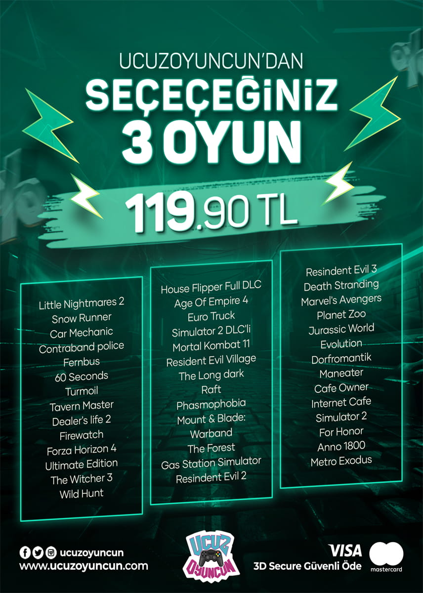 SEÇTİĞİNİZ 3 OYUN 119.90 TL Kapak Resmi