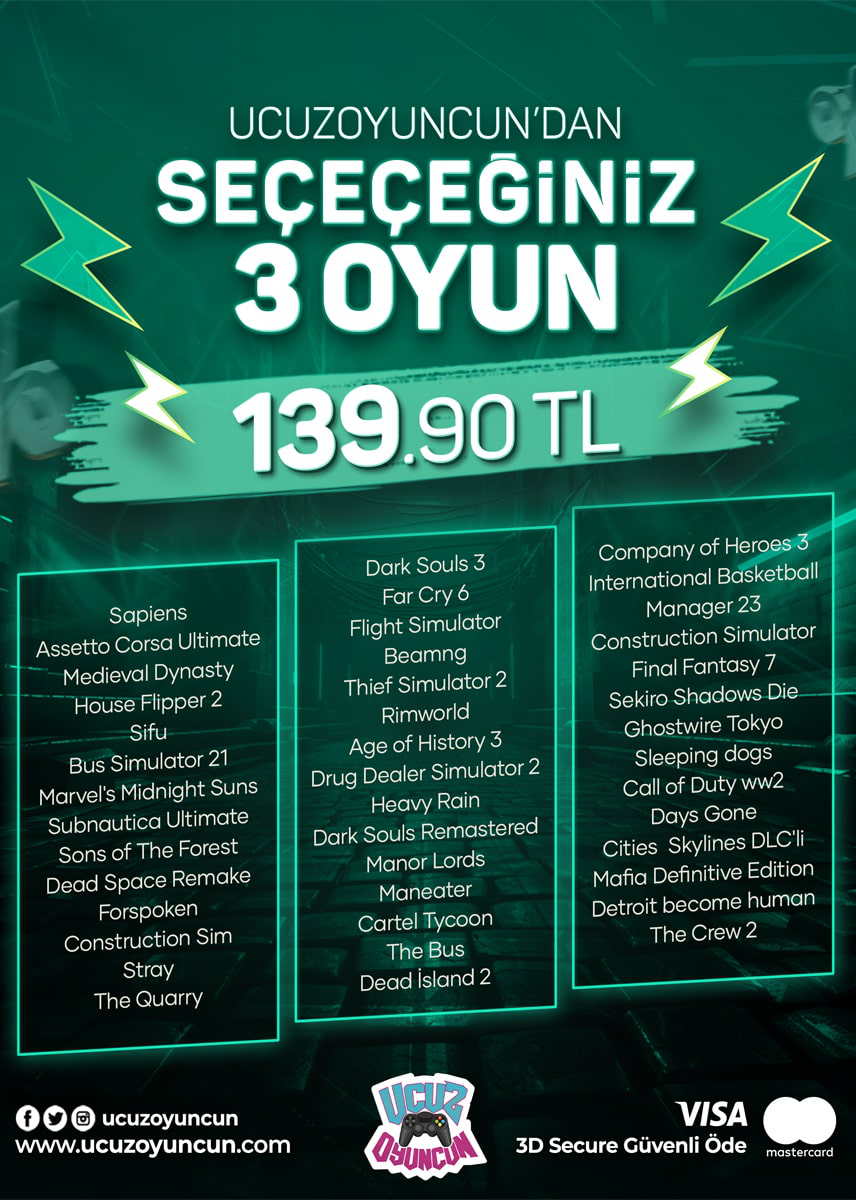SEÇTİĞİNİZ 3 OYUN 139.90 TL Kapak Resmi